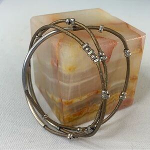 Vintage Liquid Silver Bangle Bracelets Thin Delicate Native American Style Tubes